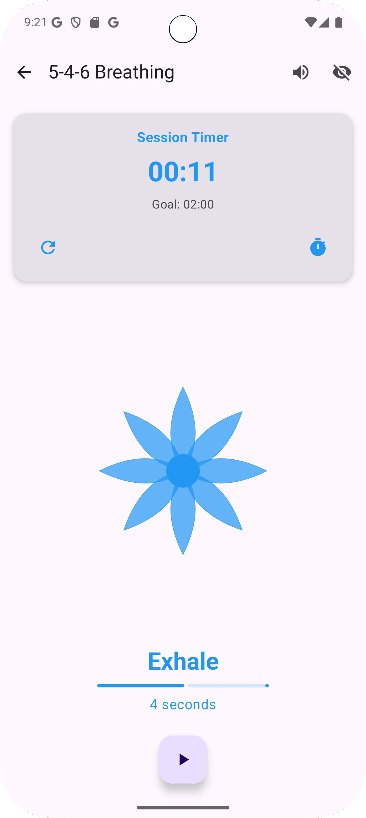Écran d'application du motif respiratoire 5-4-6