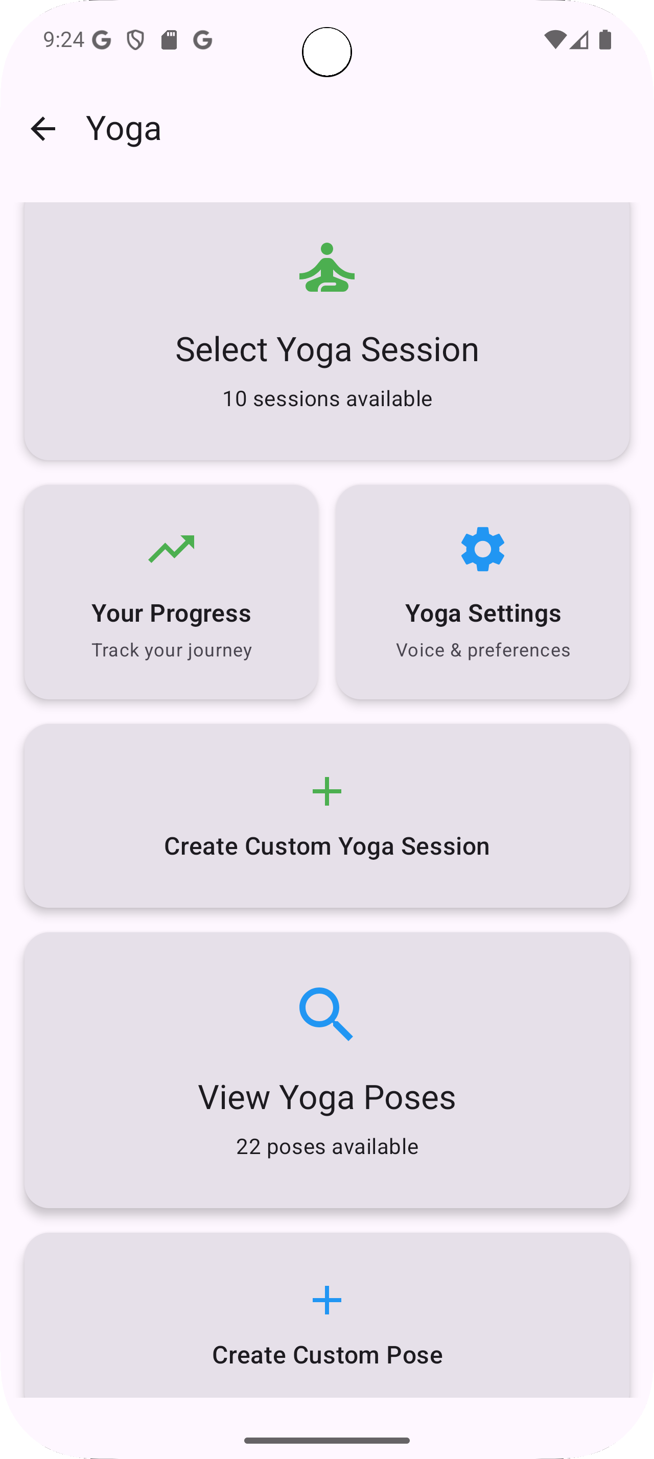 Yoga Poses & Timer Interface