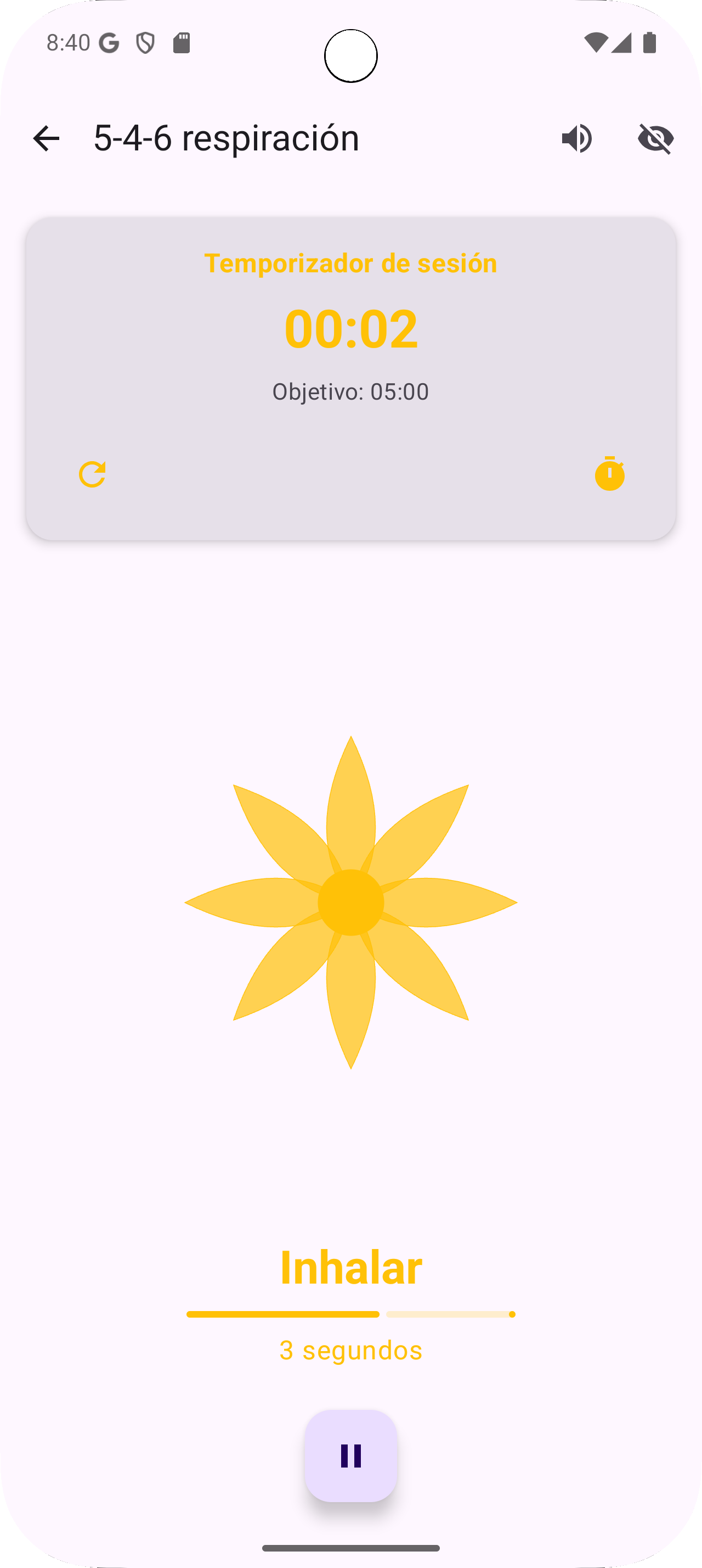 App Mantra Breath - Patrón de Respiración 5-4-6