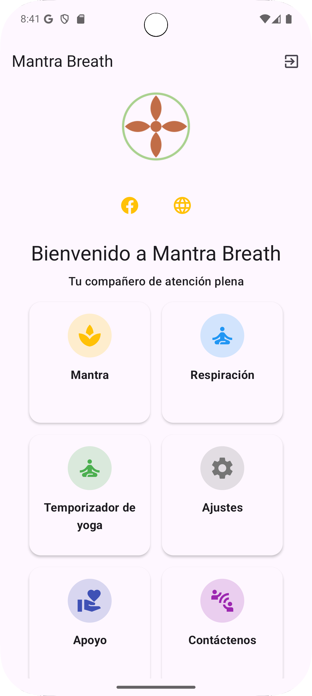 App Mantra Breath - Interfaz Principal