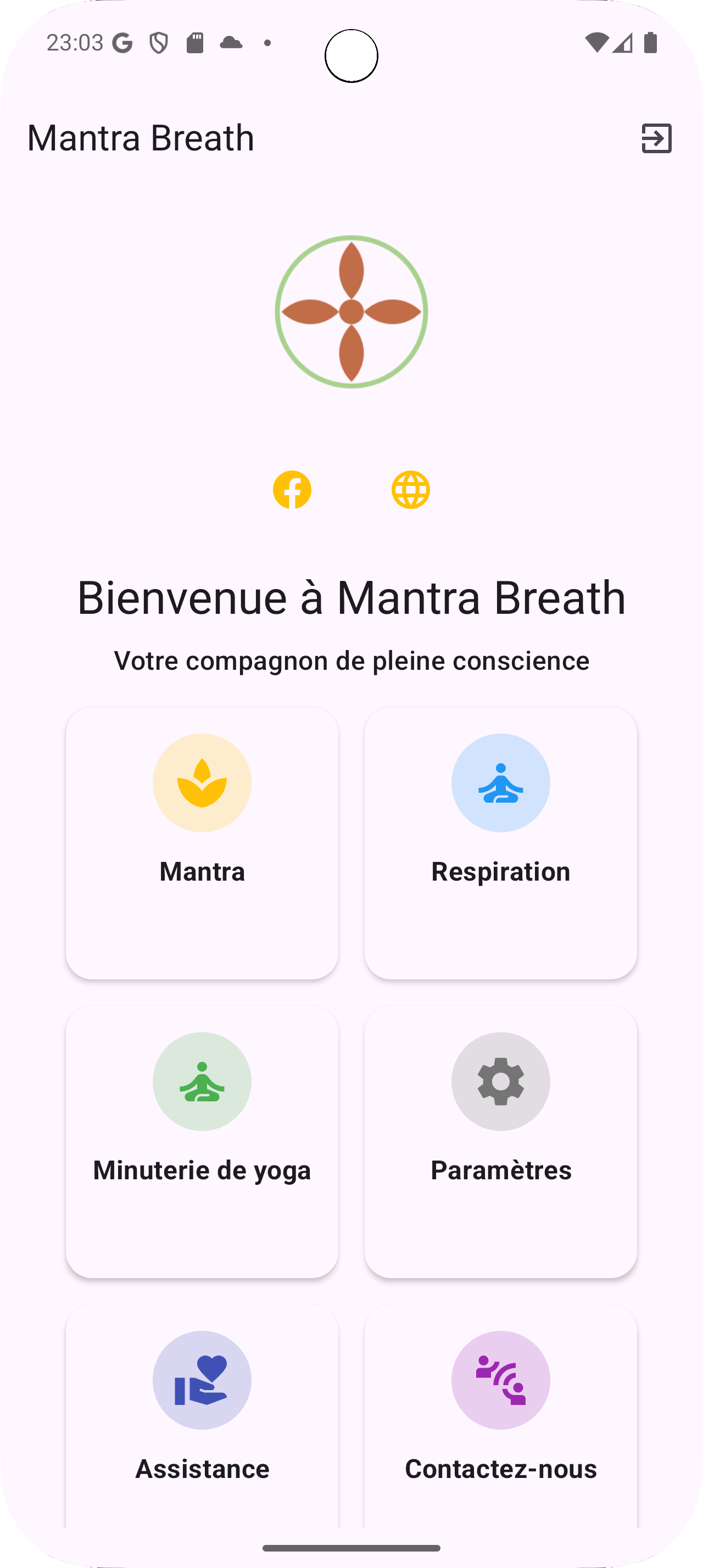 Mantra Breath App - Interface Principale