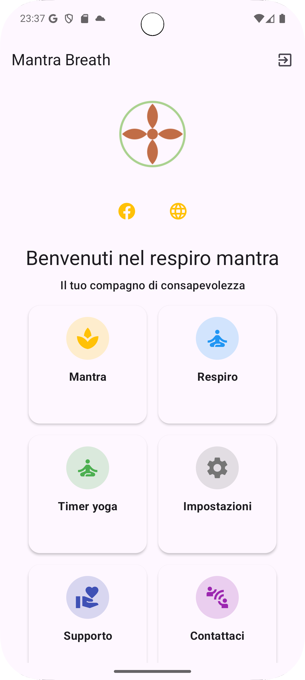 Mantra Breath App - Interfaccia Principale