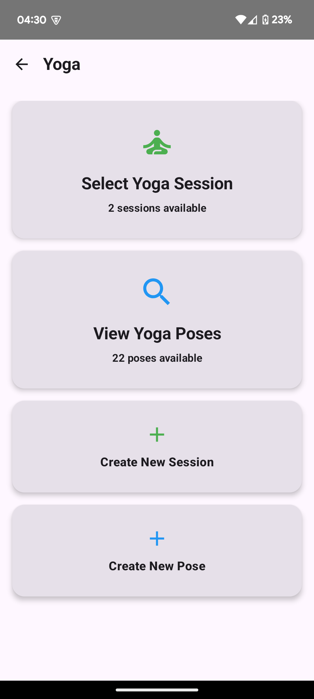 Poses de Yoga e Interface do Timer
